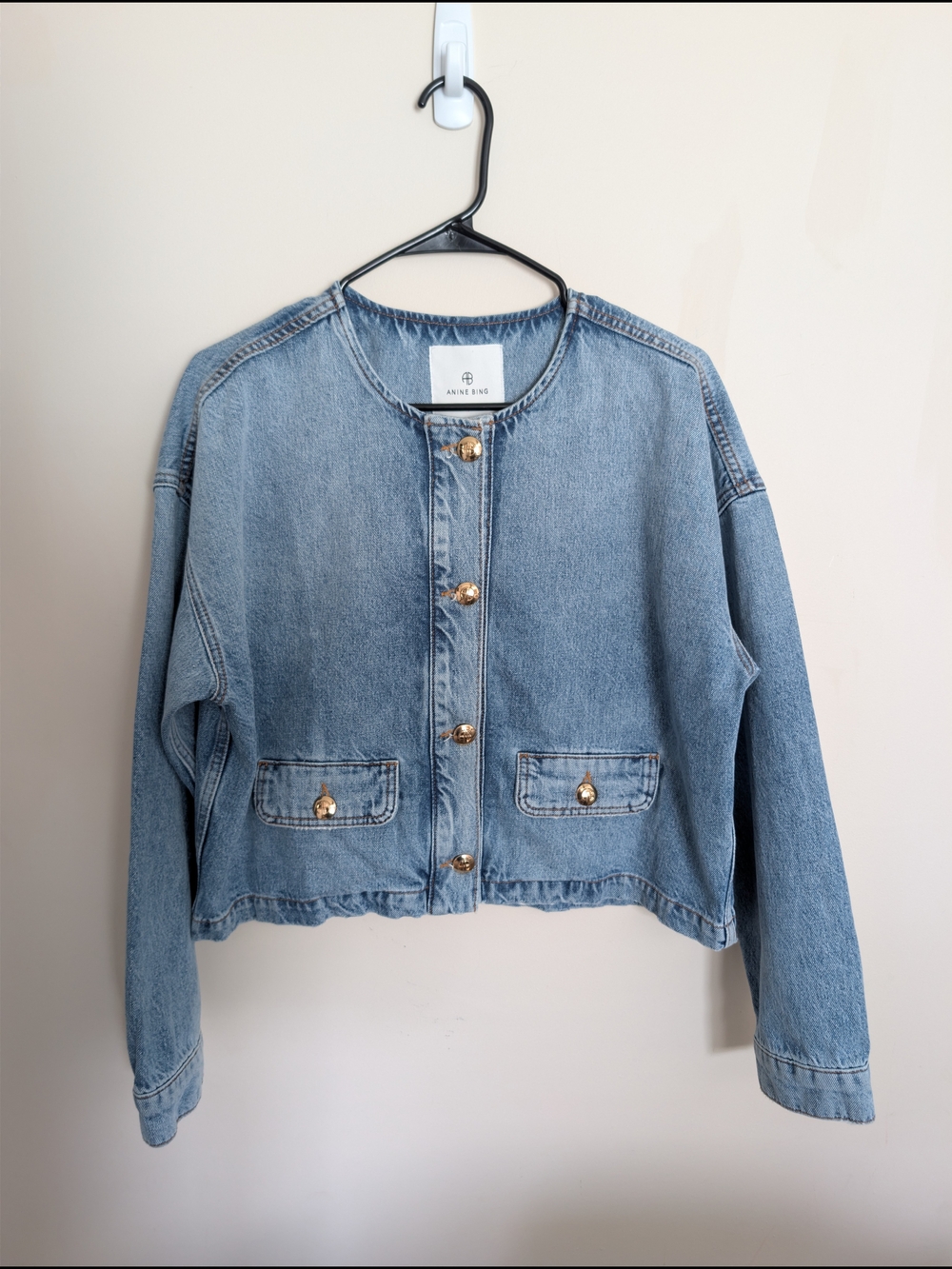 NWT Anine Bing Blanche Denim Jacket Caspian Blue MSRP $350